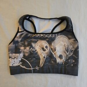 Skull Print Goth Activewear Fine Art Photography Sports Bra NAT1